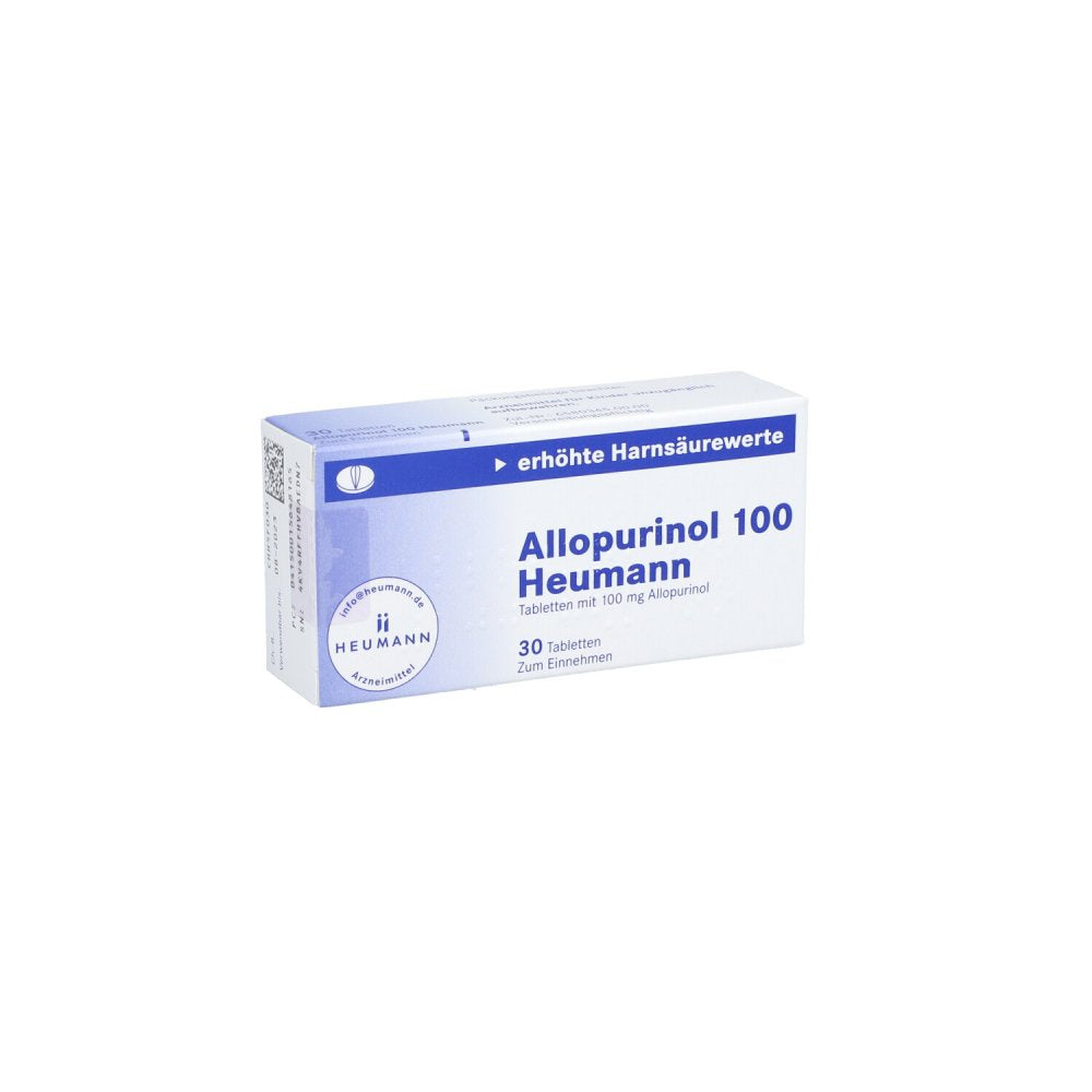 Das Produktfoto zeigt Allopurinol 100 Heumann Tabletten (30 stk) PZN 01564816