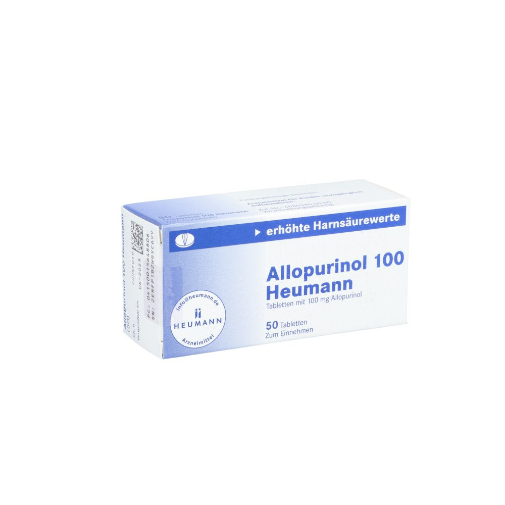Das Produktfoto zeigt Allopurinol 100 Heumann Tabletten (50 stk) PZN 01564880