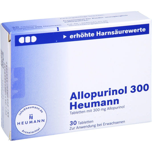 Das Produktfoto zeigt Allopurinol 300 Heumann Tabletten (30 stk) PZN 01564911