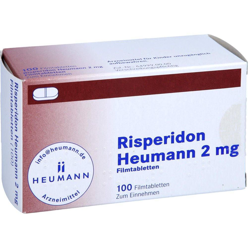 Das Produktfoto zeigt Risperidon Heumann 2 Mg Filmtabletten (100 stk) PZN 01565862