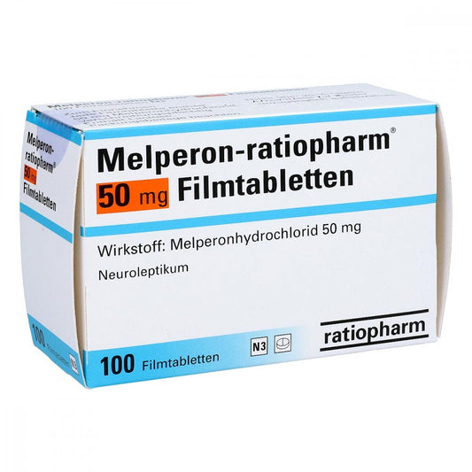 Das Produktfoto zeigt Melperon-Ratiopharm 50 Mg Filmtabletten (100 stk) PZN 01567536