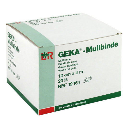 Das Produktfoto zeigt Mullbinden Geka 12 Cmx4 M (20 stk) PZN 01568547