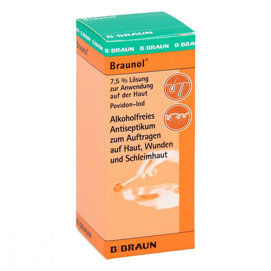 Das Produktfoto zeigt Braunol Schleimhautantiseptikum (30 ml) PZN 01588662
