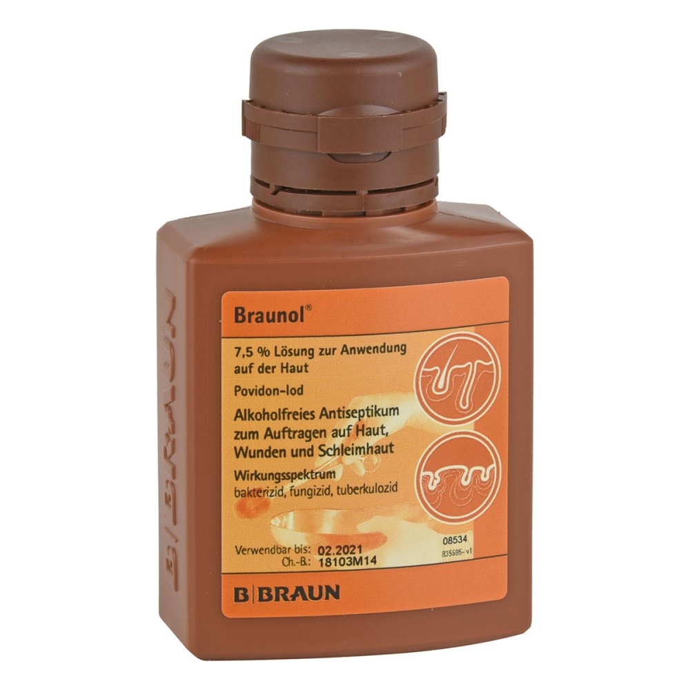 Das Produktfoto zeigt Braunol Schleimhautantiseptikum (20X100 ml) PZN 01588722