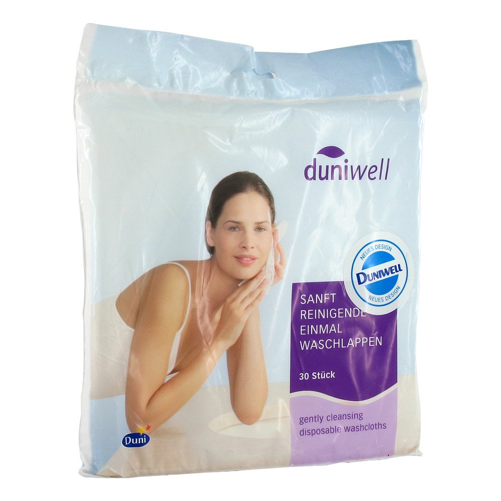 Das Produktfoto zeigt Duniwell Einmal Waschlappen (30 stk) PZN 01595030