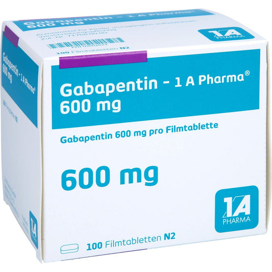 Das Produktfoto zeigt Gabapentin-1a Pharma 600 Mg Filmtabletten (100 stk) PZN 01602623