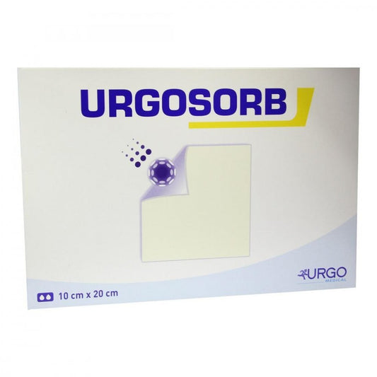 Das Produktfoto zeigt Urgosorb 10x20 Cm Kompressen (10 stk) PZN 01602847