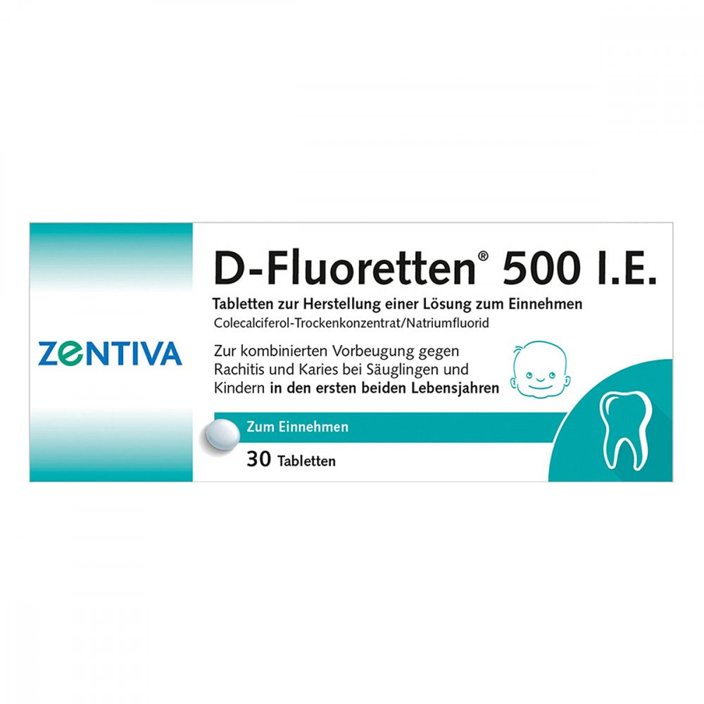 Das Produktfoto zeigt D Fluoretten 500 Tabletten (30 stk) PZN 01610120
