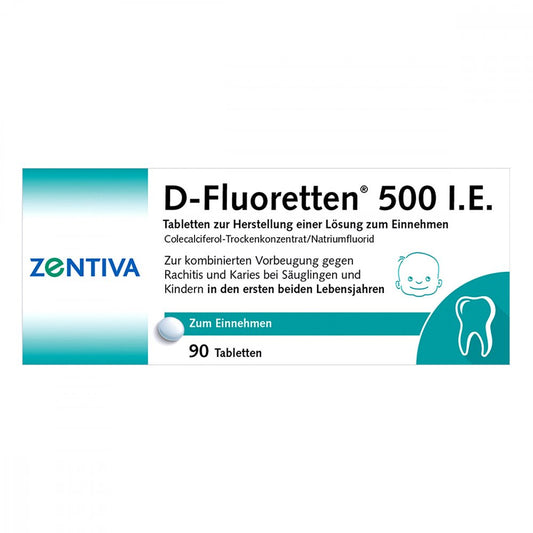 Das Produktfoto zeigt D Fluoretten 500 Tabletten (90 stk) PZN 01610137