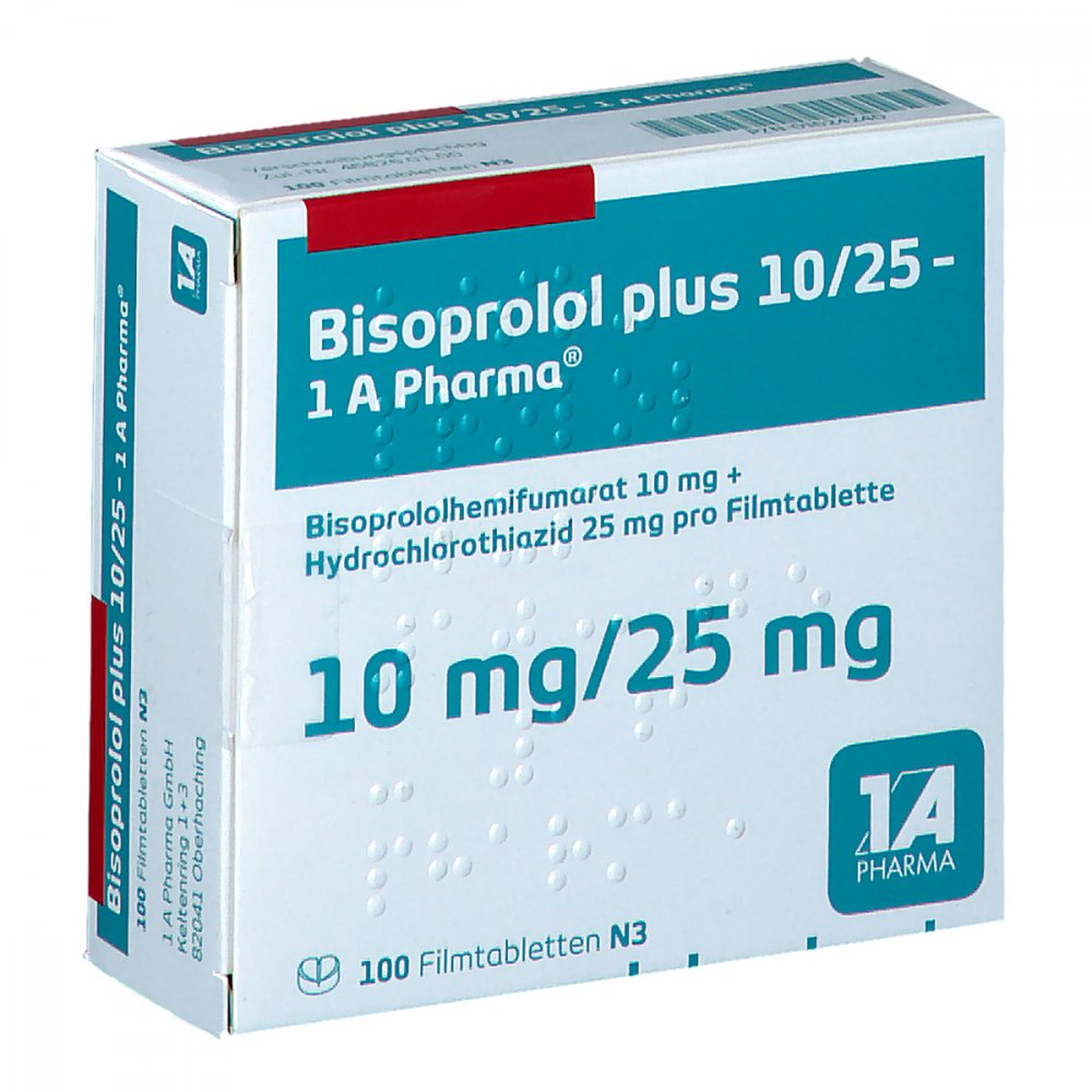 Bisoprolol Plus 10/25-1a Pharma Filmtabletten (100 stk)