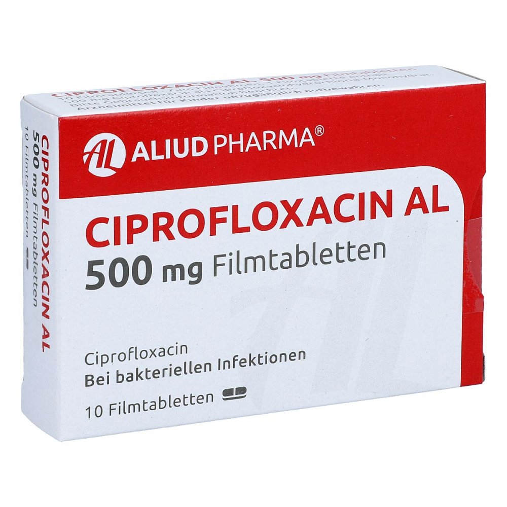 Das Produktfoto zeigt Ciprofloxacin Al 500 Mg Filmtabletten (10 stk) PZN 01626687