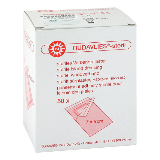Das Produktfoto zeigt Rudavlies-Steril Verbandpflaster5x7 Cm (50 stk) PZN 01631168