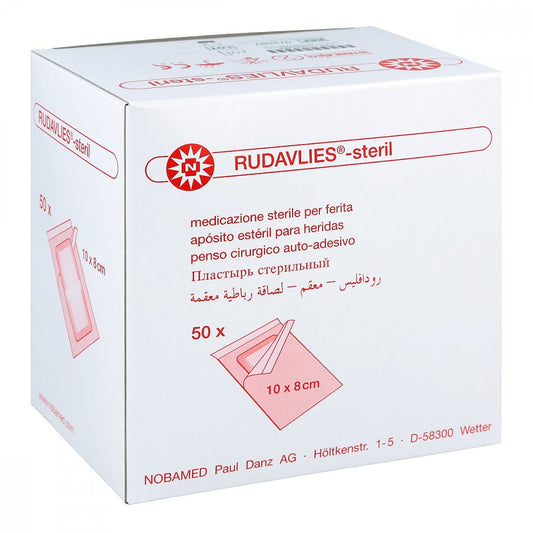 Das Produktfoto zeigt Rudavlies-Steril Verbandpflaster8x10 Cm (50 stk) PZN 01631464