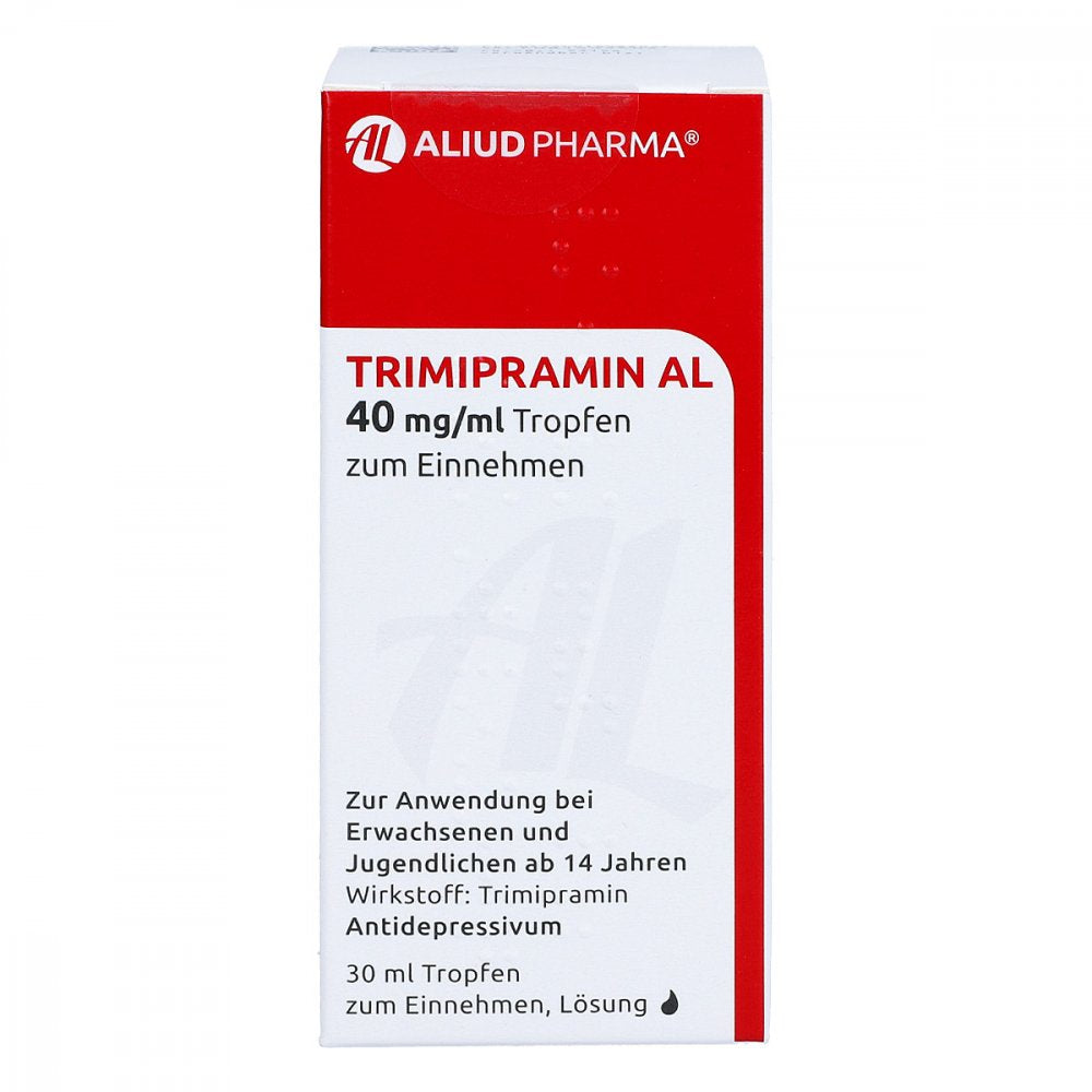 Das Produktfoto zeigt Trimipramin Al 40 Mg/Ml Tropfen Zum Einnehmen (30 ml) PZN 01656205