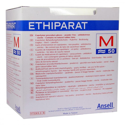 Das Produktfoto zeigt Ethiparat Untersuch.Handsch.Ster.Mittel M3350 (100 stk) PZN 01656458