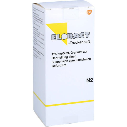 Das Produktfoto zeigt Elobact 125 Mg Granulat Z.Herstell.E.Susp.Z.Einn. (100 ml) PZN 01658397