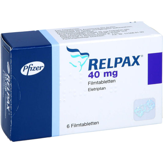 Das Produktfoto zeigt Relpax 40 Mg Filmtabletten (6 stk) PZN 01658687