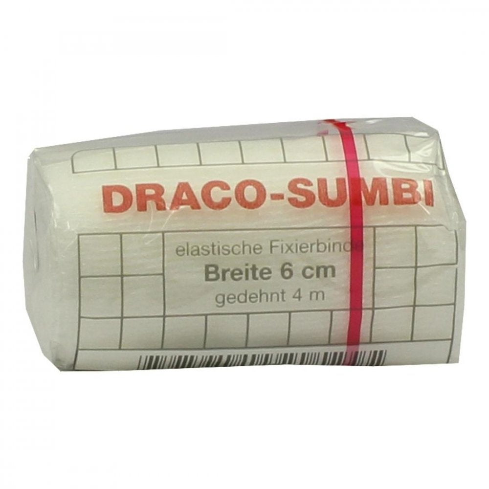 Das Produktfoto zeigt Dracosumbi Fixierbinde 6 Cmx4 M Weiß (1 stk) PZN 01661548