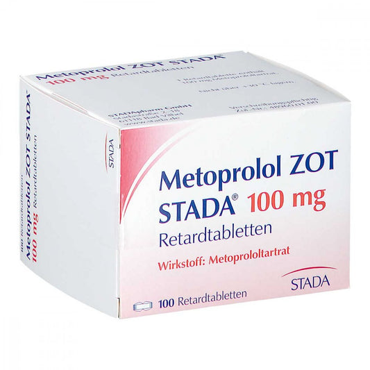 Das Produktfoto zeigt Metoprolol Zot Stada 100 Mg Retardtabletten (100 stk) PZN 01663286