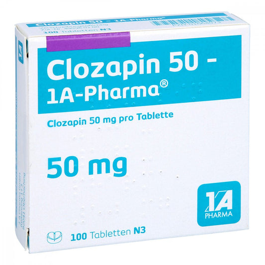 Das Produktfoto zeigt Clozapin 50-1a Pharma Tabletten (100 stk) PZN 01664073