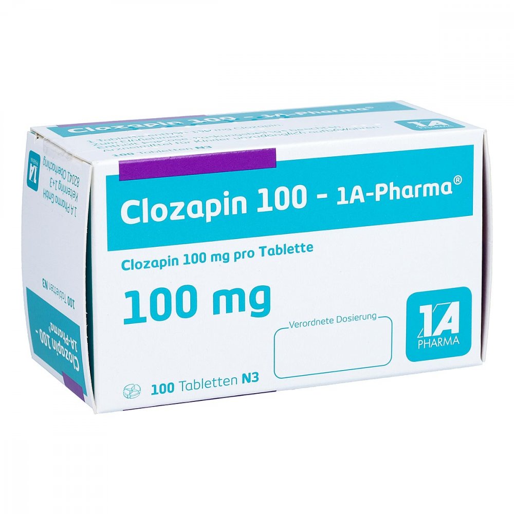 Das Produktfoto zeigt Clozapin 100-1a Pharma Tabletten (100 stk) PZN 01664110