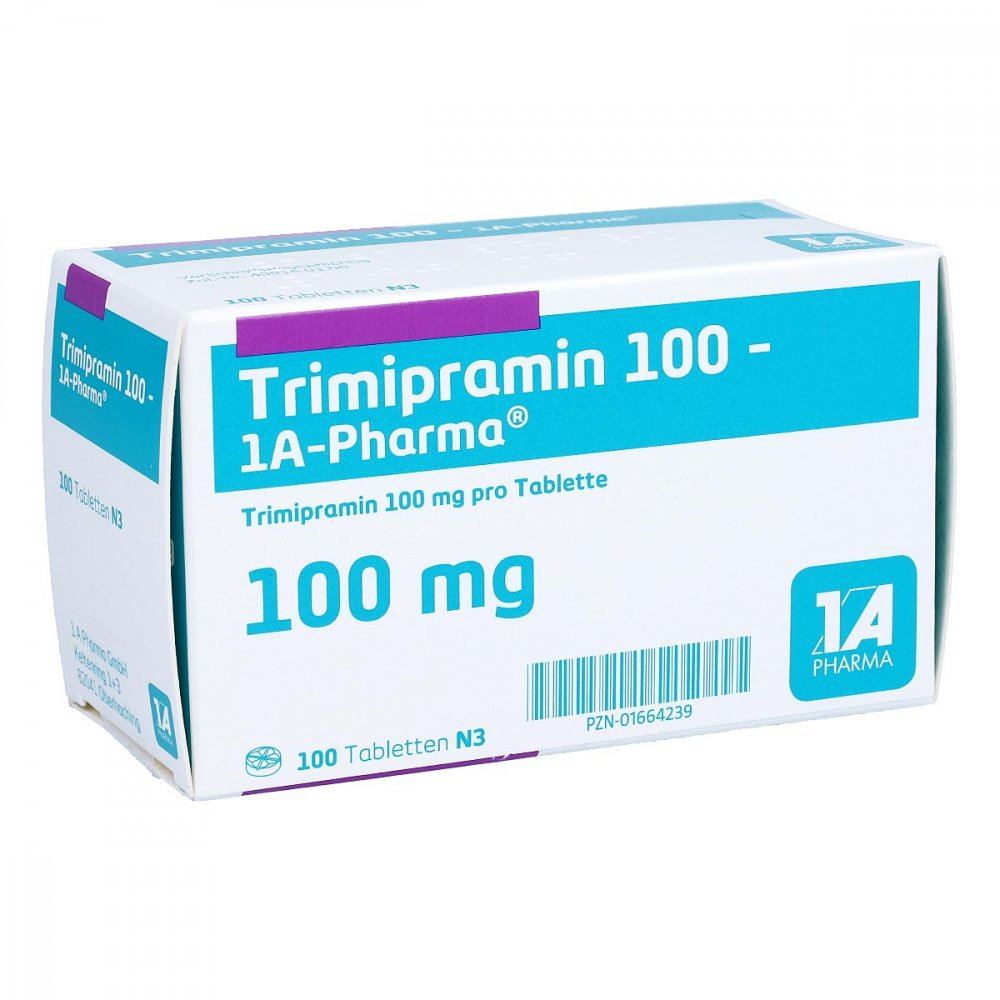 Das Produktfoto zeigt Trimipramin 100-1a Pharma Tabletten (100 stk) PZN 01664239