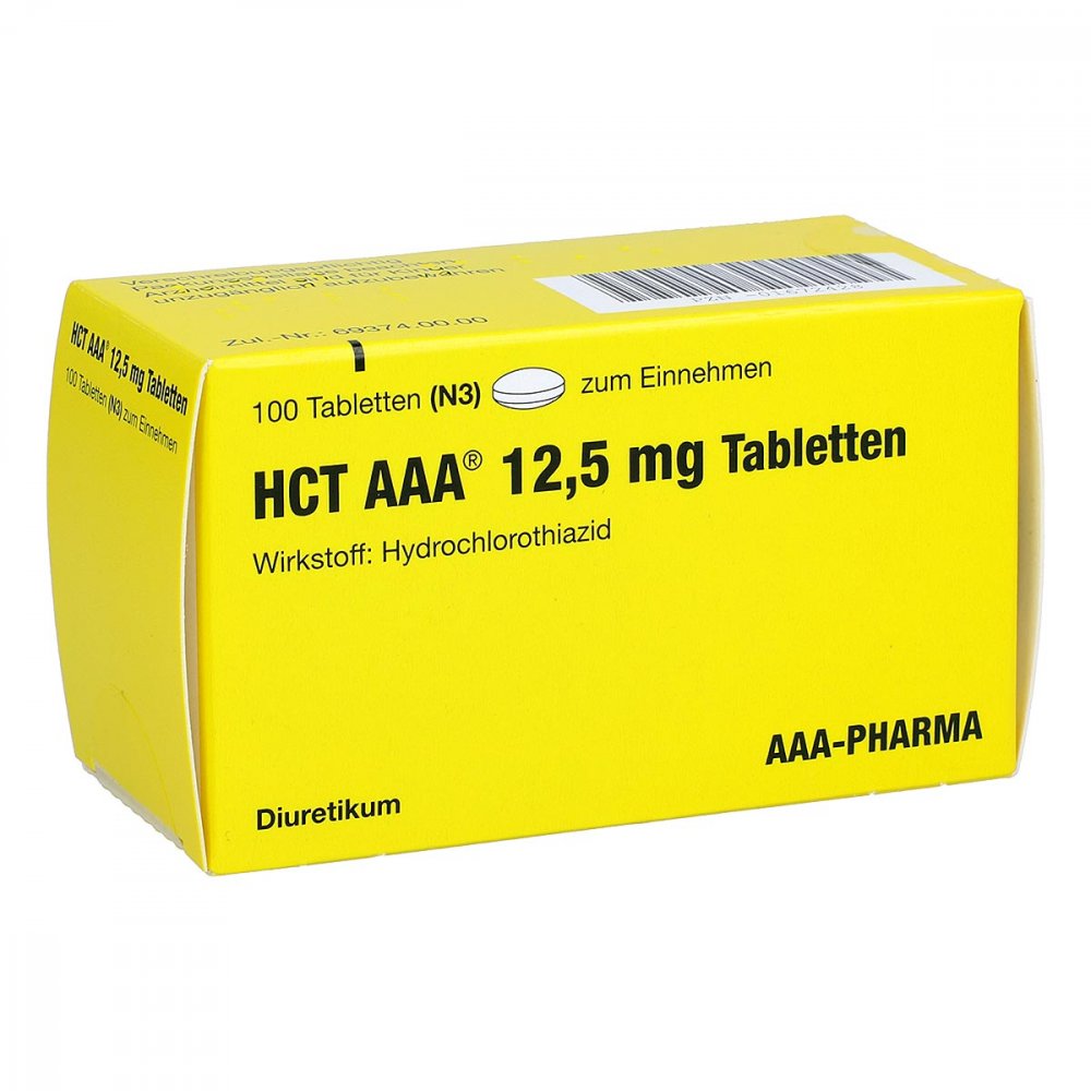 Das Produktfoto zeigt Hct Aaa 12,5 Mg Tabletten (100 stk) PZN 01672428