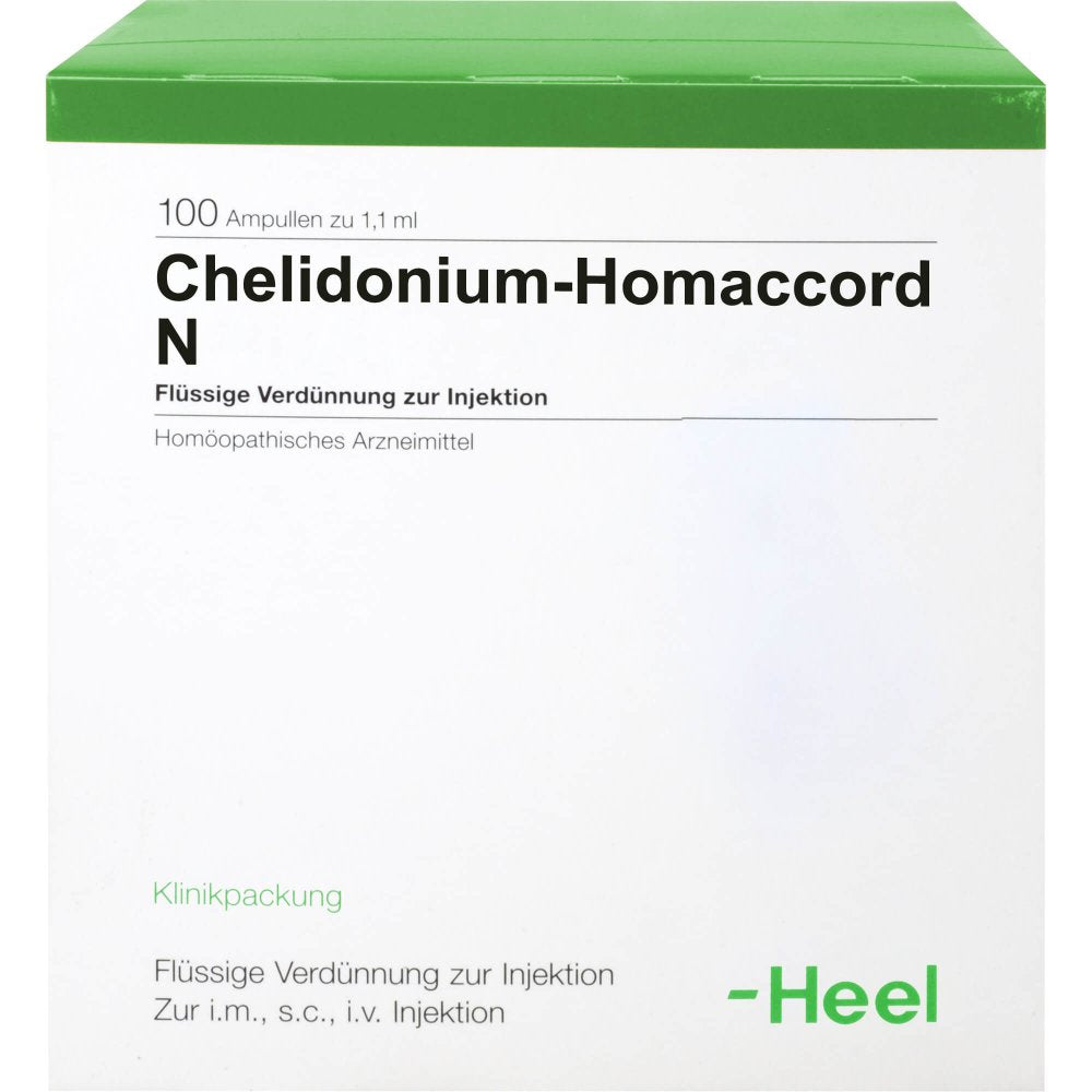 Das Produktfoto zeigt Chelidonium-Homaccord N Ampullen (100 stk) PZN 01675042