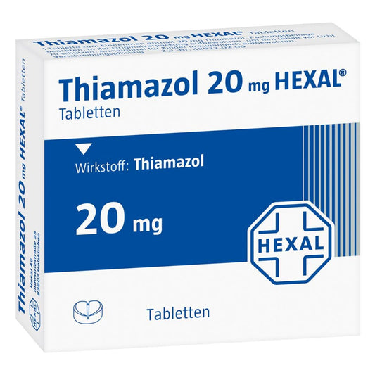 Das Produktfoto zeigt Thiamazol 20 Mg Hexal Tabletten (100 stk) PZN 01680735