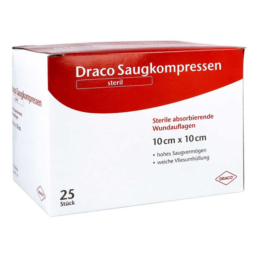 Das Produktfoto zeigt Saugkompressen Steril 10x10 Cm Draco (25 stk) PZN 01687275