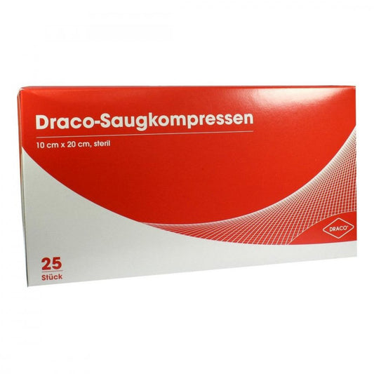Das Produktfoto zeigt Saugkompressen Steril 10x20 Cm Draco (25 stk) PZN 01687329