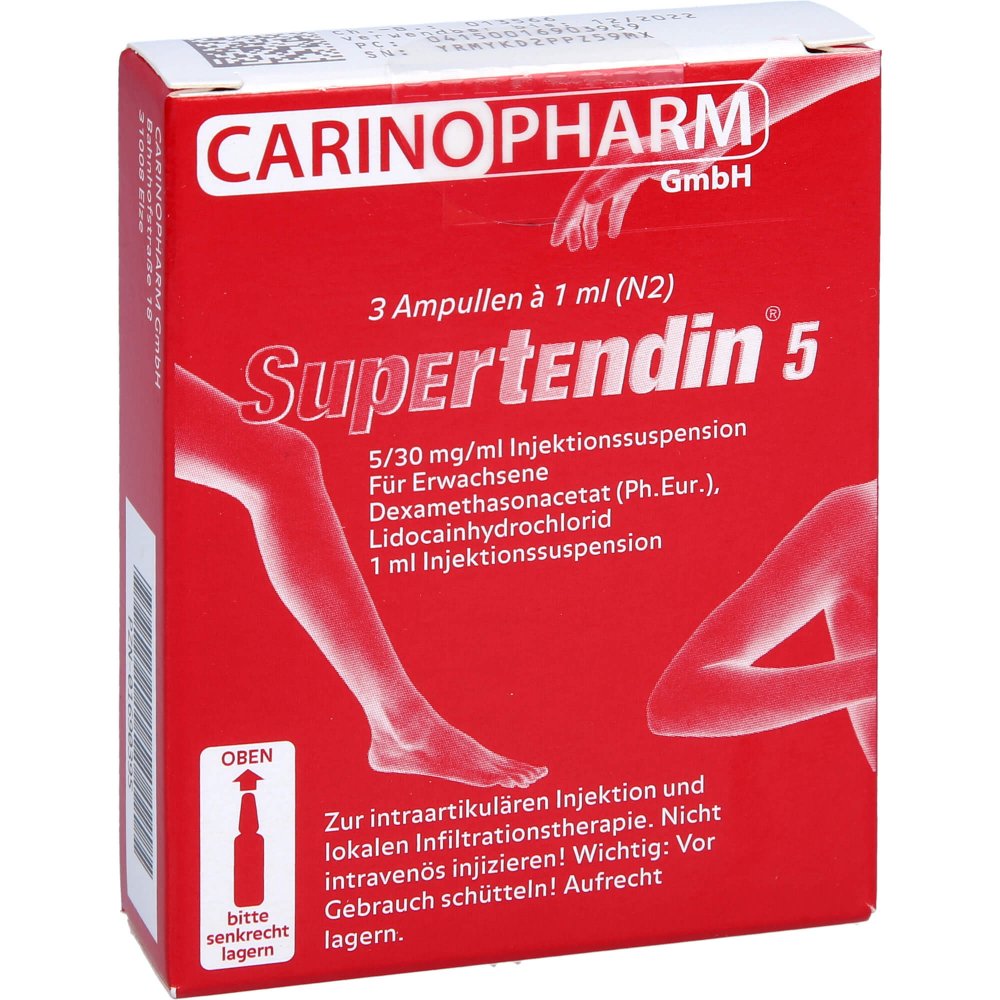 Das Produktfoto zeigt Supertendin 5 Ampullen (3X1 ml) PZN 01690395