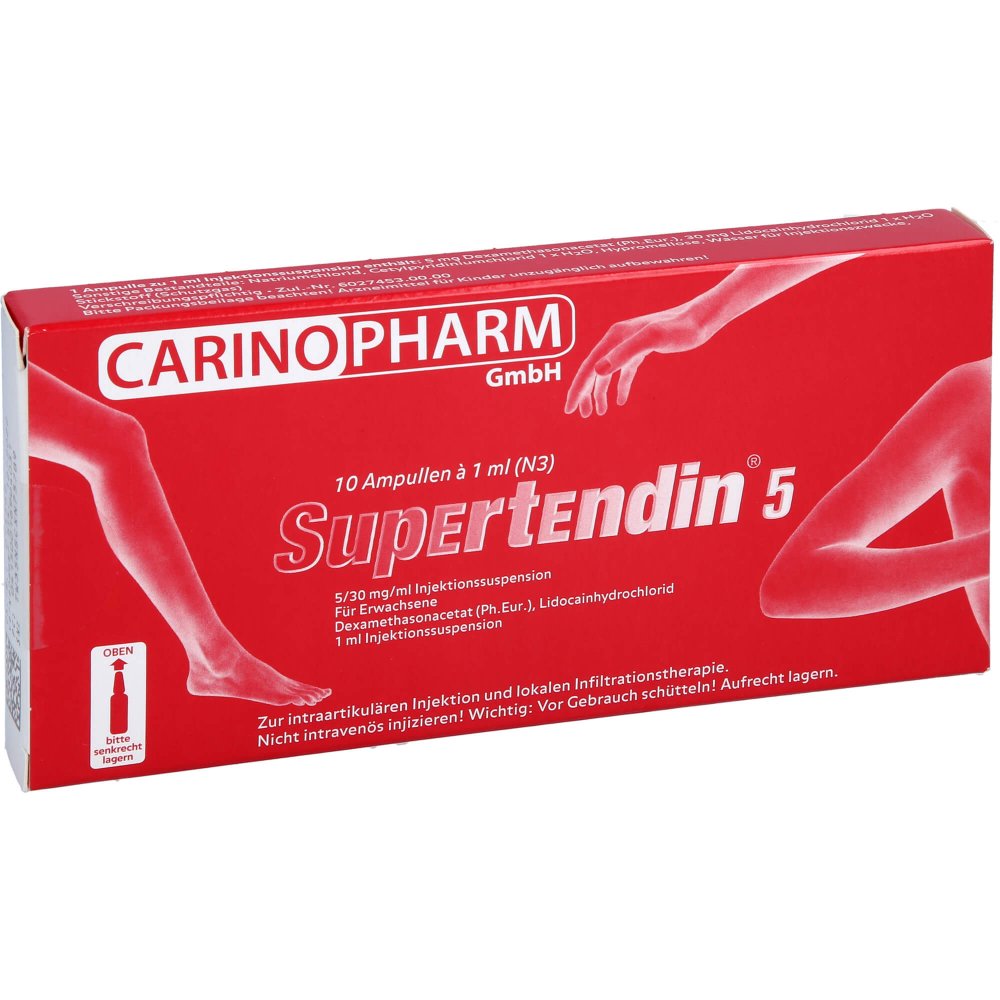 Das Produktfoto zeigt Supertendin 5 Ampullen (10X1 ml) PZN 01690403