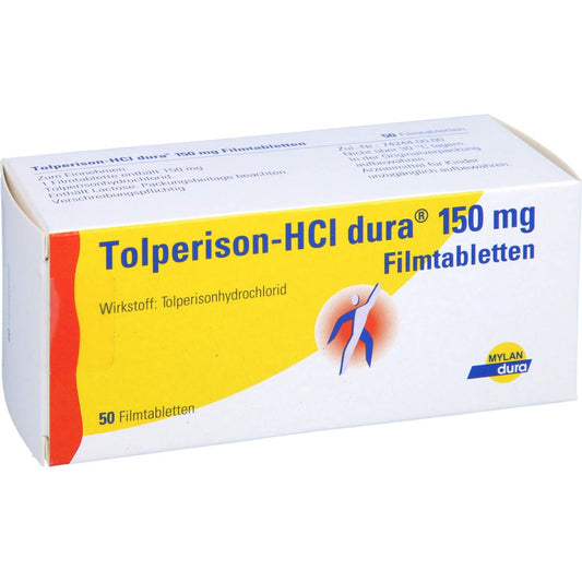 Das Produktfoto zeigt Tolperison-Hcl Dura 150 Mg Filmtabletten (50 stk) PZN 01691644