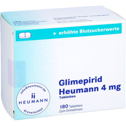 Das Produktfoto zeigt Glimepirid Heumann 4 Mg Tabletten (180 stk) PZN 01693790