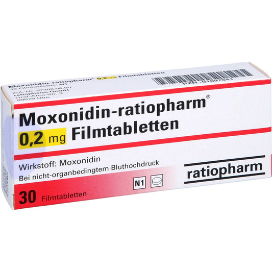 Das Produktfoto zeigt Moxonidin-Ratiopharm 0,2 Mg Filmtabletten (30 stk) PZN 01697641