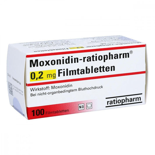 Das Produktfoto zeigt Moxonidin-Ratiopharm 0,2 Mg Filmtabletten (100 stk) PZN 01697776