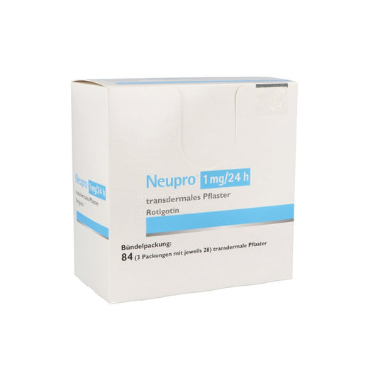 Das Produktfoto zeigt Neupro 1 Mg/24 H Transdermale Pflaster (84 stk) PZN 01699752
