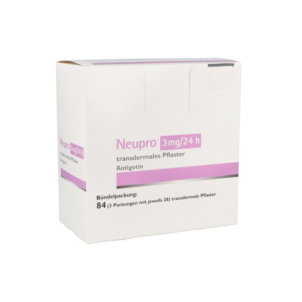 Das Produktfoto zeigt Neupro 3 Mg/24 H Transdermale Pflaster (84 stk) PZN 01699798