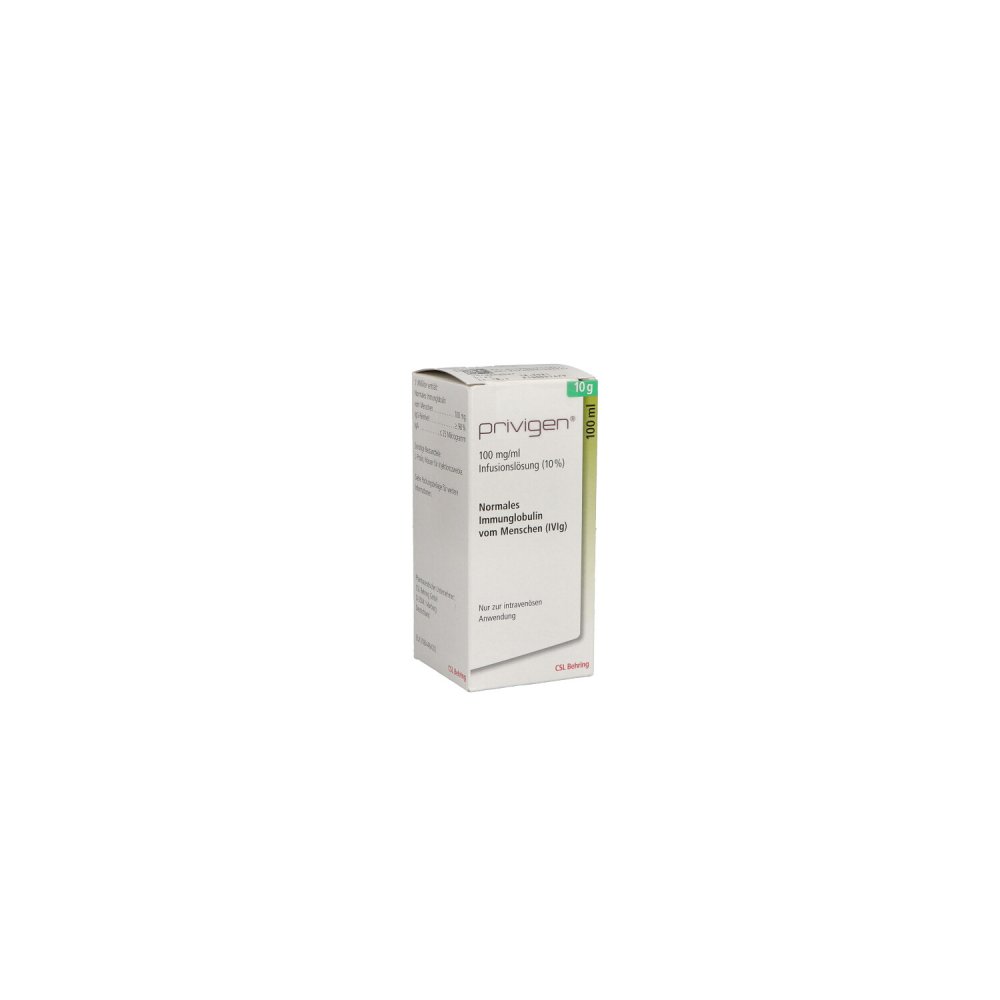Das Produktfoto zeigt Privigen 10% Lösung 10 G Infusionslösung Dsfl. (100 ml) PZN 01711559