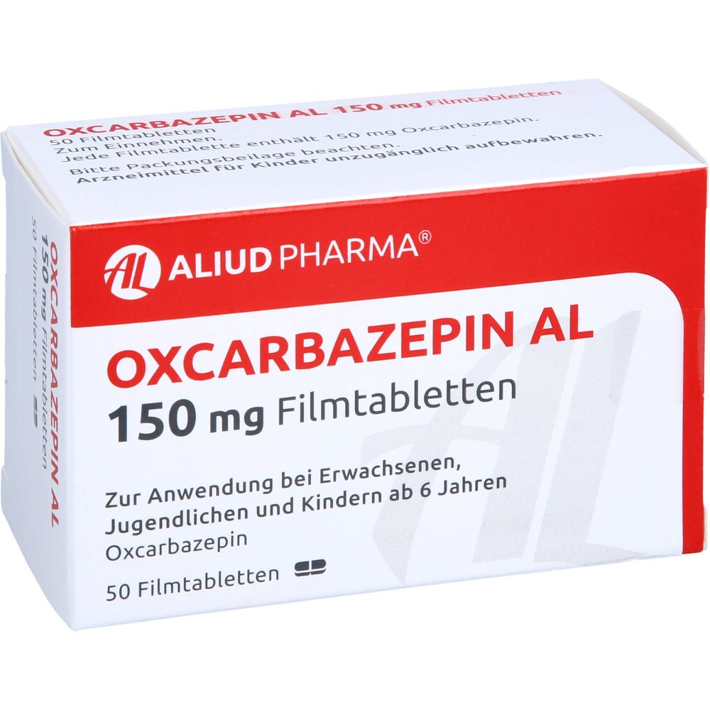 Das Produktfoto zeigt Oxcarbazepin Al 150 Mg Filmtabletten (50 stk) PZN 01719822