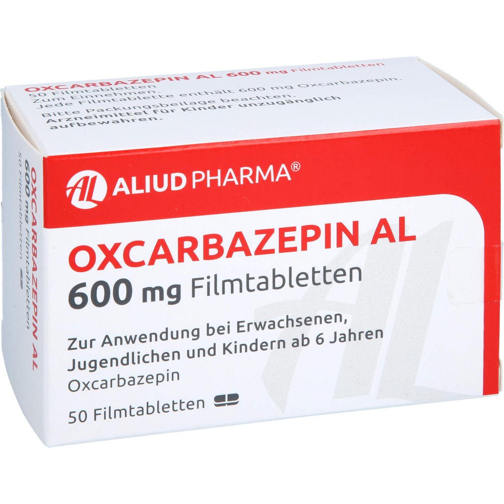 Das Produktfoto zeigt Oxcarbazepin Al 600 Mg Filmtabletten (50 stk) PZN 01719880