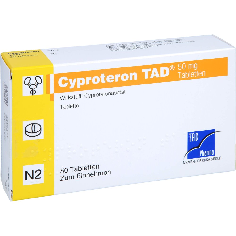 Das Produktfoto zeigt Cyproteron Tad 50 Mg Tabletten (50 stk) PZN 01743743