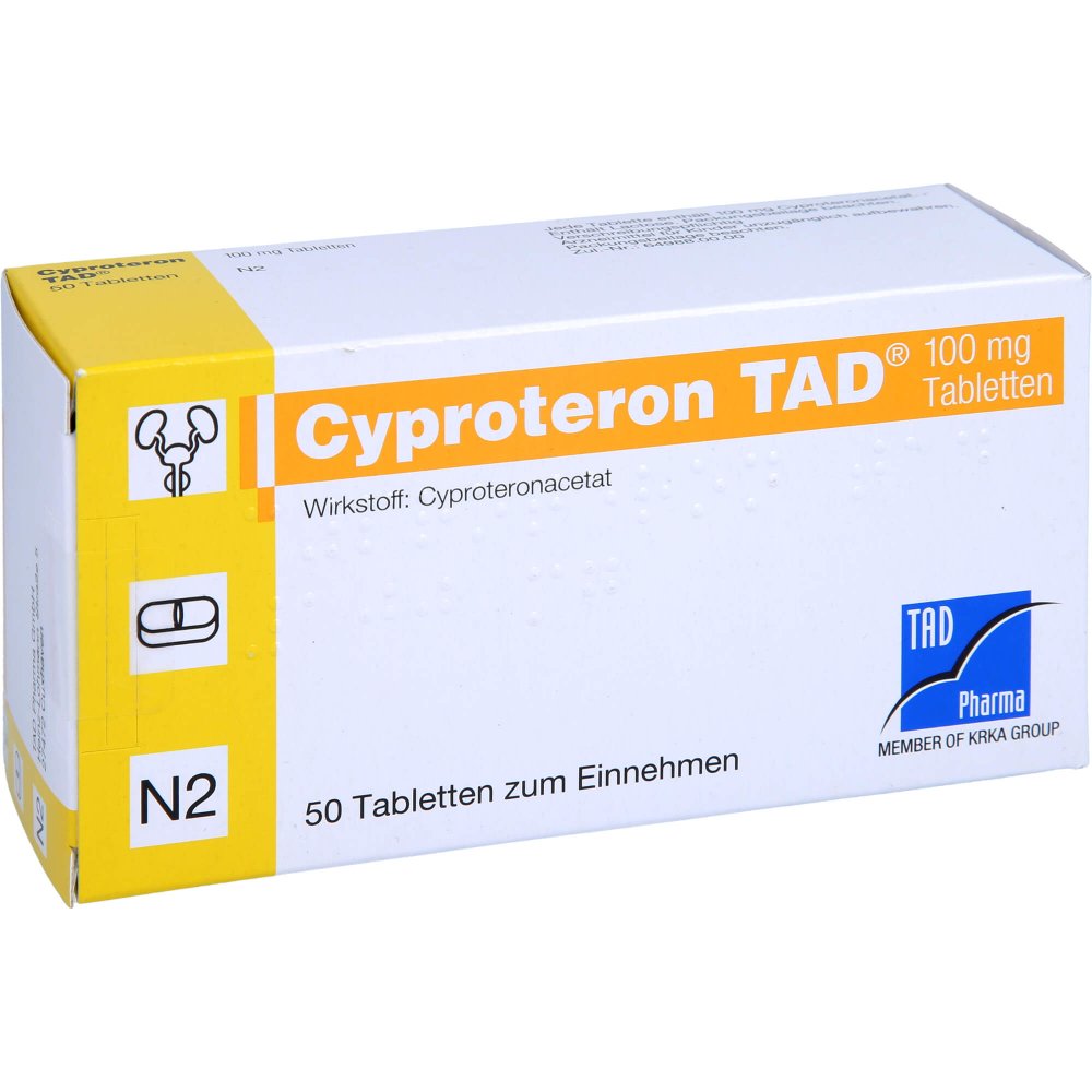 Das Produktfoto zeigt Cyproteron Tad 100 Mg Tabletten (50 stk) PZN 01743772