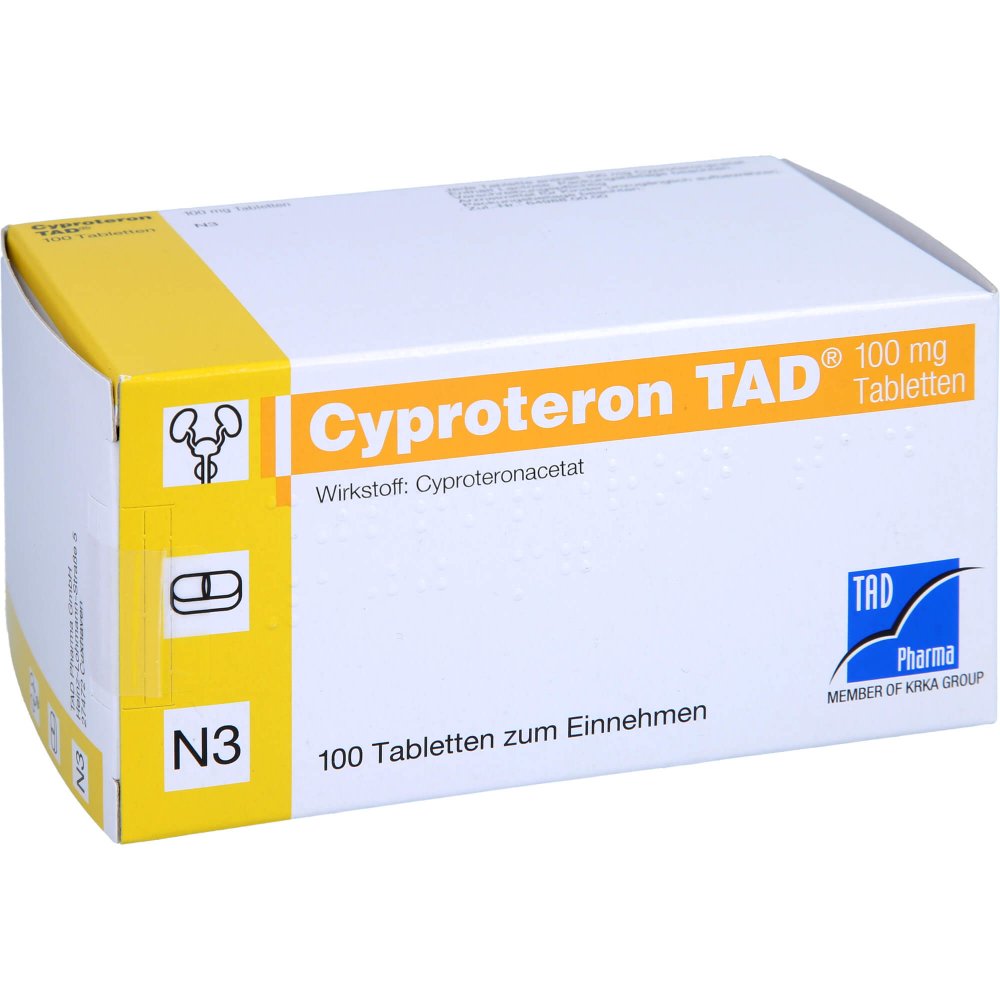 Das Produktfoto zeigt Cyproteron Tad 100 Mg Tabletten (100 stk) PZN 01743789