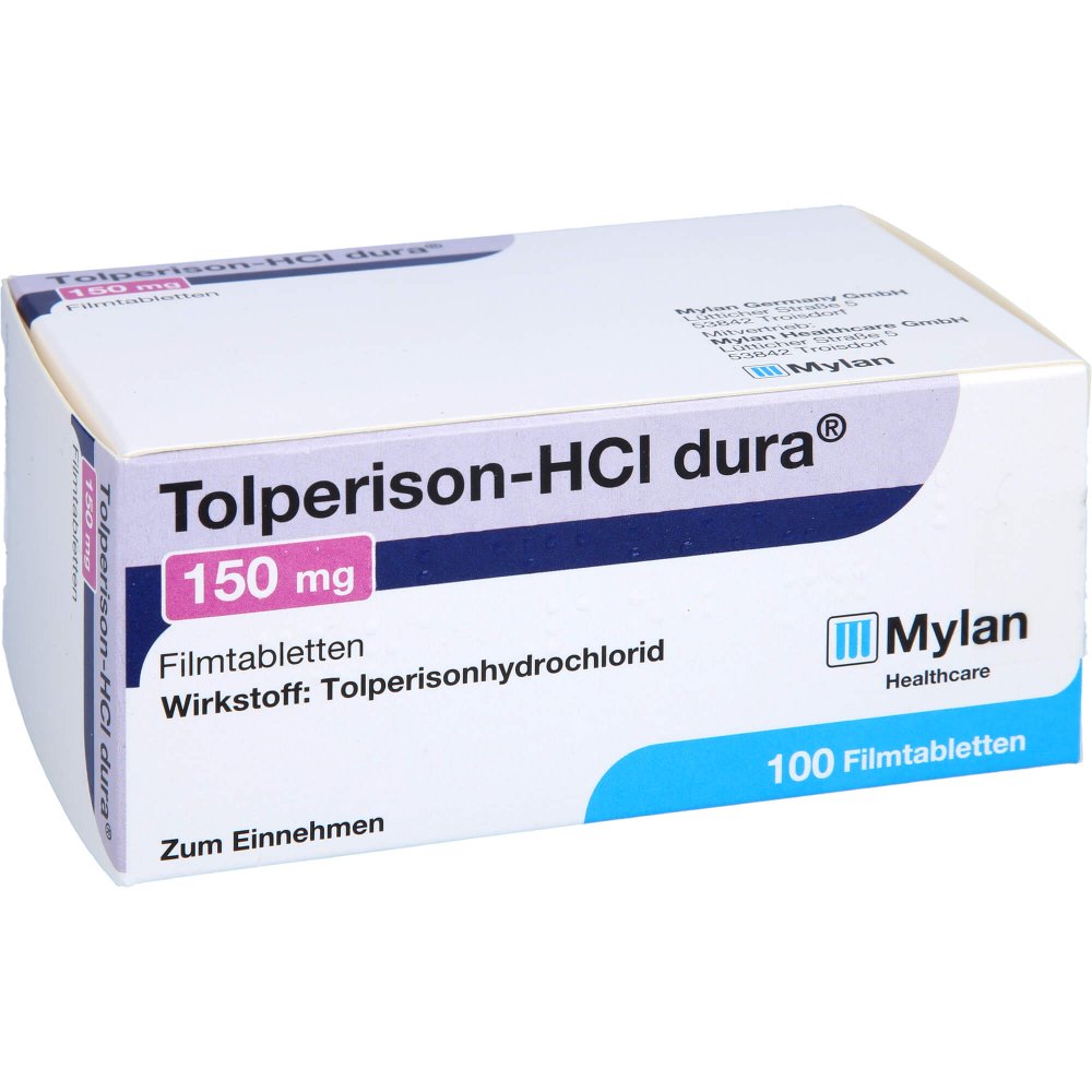 Das Produktfoto zeigt Tolperison-Hcl Dura 150 Mg Filmtabletten (100 stk) PZN 01744843