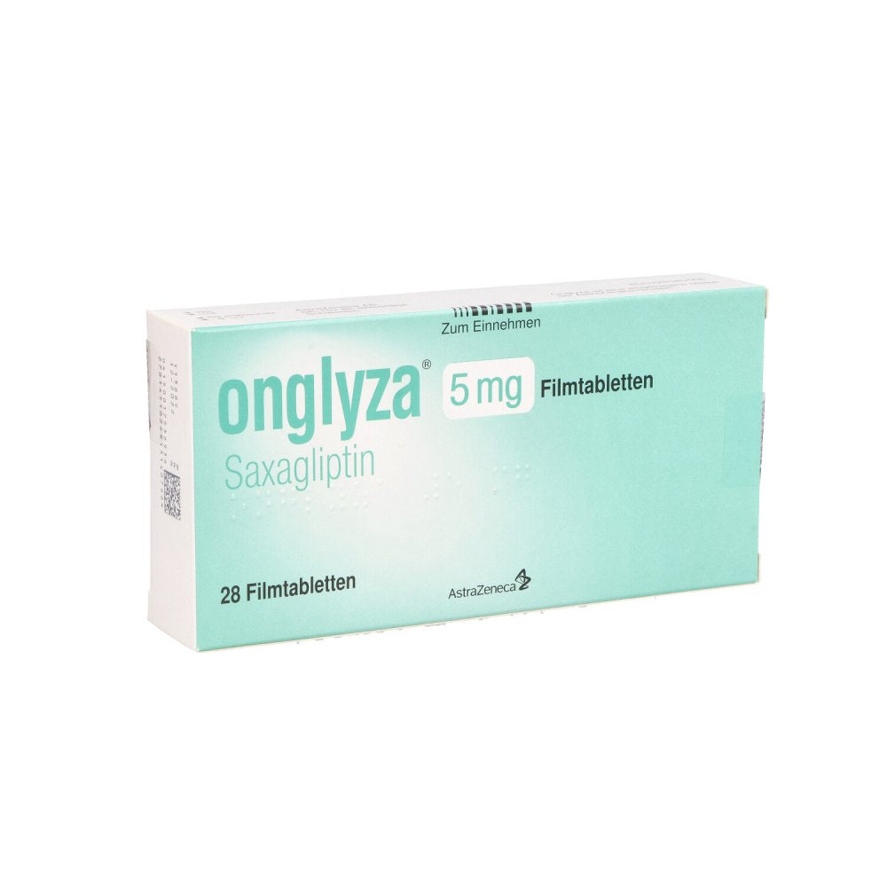 Das Produktfoto zeigt Onglyza 5 Mg Filmtabletten (28 stk) PZN 01753693
