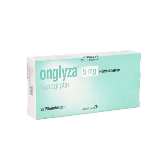 Das Produktfoto zeigt Onglyza 5 Mg Filmtabletten (28 stk) PZN 01753693