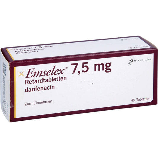 Das Produktfoto zeigt Emselex 7,5 Mg Retardtabletten (49 stk) PZN 01754899
