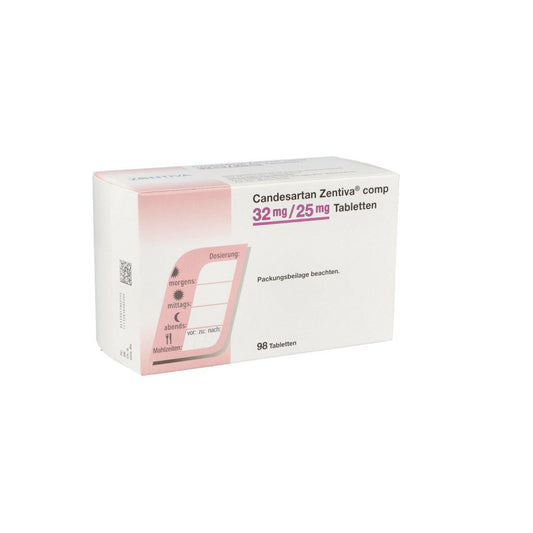 Das Produktfoto zeigt Candesartan Zentiva Comp 32 Mg/25 Mg Tabletten (98 stk) PZN 01786215